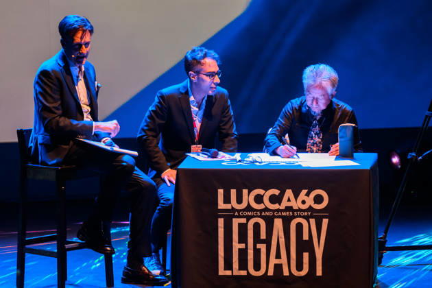 October 28, 2026, Lucca, Lucca, Italy: Master comic artist Go Nagai in a live drawing session during the inauguration of the 60th edition of Lucca Comics & Games, Lucca, 28 10 2026 Lucca Italy  - ZUMAa289 20261028_zia_a289_201 Copyright: xStefanoxDallexLuchex xAgfx