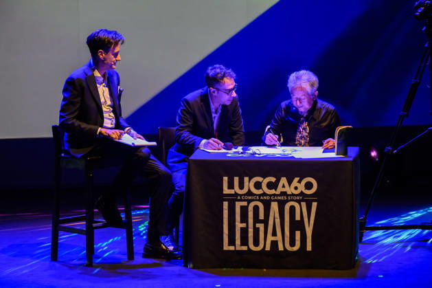 October 28, 2026, Lucca, Lucca, Italy: Master comic artist Go Nagai in a live drawing session during the inauguration of the 60th edition of Lucca Comics & Games, Lucca, 28 10 2026 Lucca Italy  - ZUMAa289 20261028_zia_a289_202 Copyright: xStefanoxDallexLuchex xAgfx