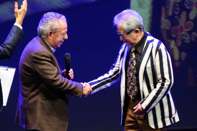 October 28, 2026, Lucca, Lucca, Italy: Vince Tempera, the famous Italian musician and conductor, composer of the theme songs for UFO Robot, Goldrake, and Captain Harlock, meets master comic book artist Go Nagai in a drawing session at the 60th edition of Lucca Comics & Games, Lucca, 28 10 2026 Lucca Italy - ZUMAa289 20261028_zia_a289_204 Copyright: xStefanoxDallexLuchex xAgfx