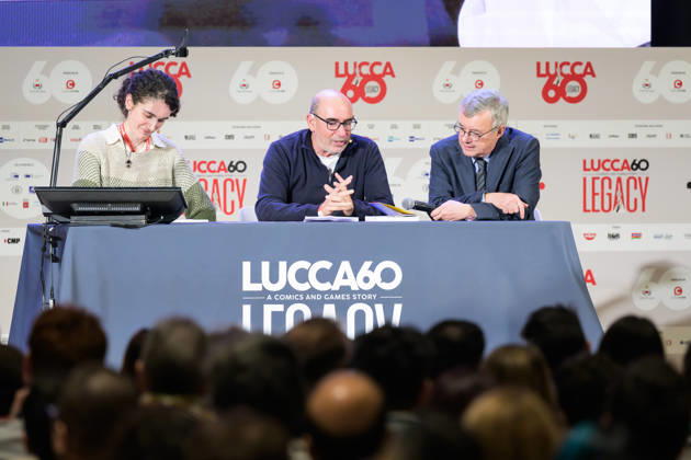 October 28, 2026, Lucca, Lucca, Italy: Alessandro Barbero, alongside co-authors Davide Savelli and Iris Biasio, presents Garribaldi. The British Tour, his first comic book published by Rizzoli Lizard, at the 60th edition of Lucca Comics & Games, Lucca, October 28, 2026. Lucca Italy - ZUMAa289 20261028_zia_a289_260 Copyright: xStefanoxDallexLuchex xAgfx