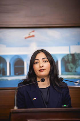 Reem Alabali Radovan (SPD), Federal Minister for Economic Cooperation and Development, speaks to the media in Beirut, October 29, 2026. Photographed on behalf of the Federal Ministry for Economic Cooperation and Development, Beirut, Lebanon Copyright: xJulianexSonntagx