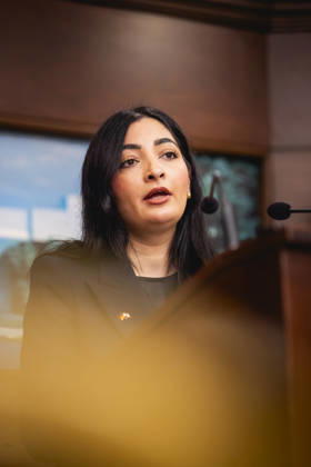 Reem Alabali Radovan (SPD), Federal Minister for Economic Cooperation and Development, speaks to the media in Beirut, October 29, 2026. Photographed on behalf of the Federal Ministry for Economic Cooperation and Development, Beirut, Lebanon Copyright: xJulianexSonntagx