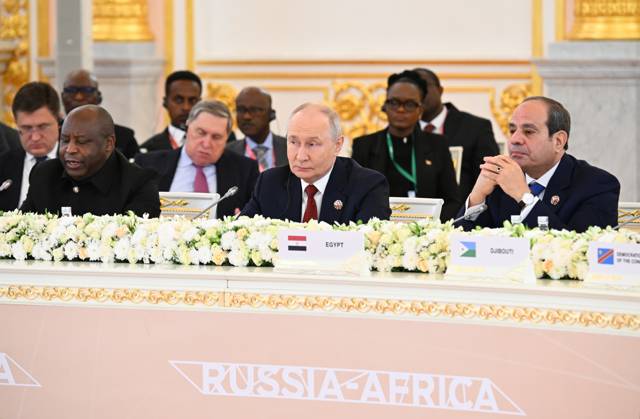 Russia-Africa Economic and Humanitarian Forum MOSCOW, RUSSIA - OCTOBER 29: (----EDITORIAL USE ONLY - MANDATORY CREDIT - MAKSIM BLINOV RUSSIA-AFRICA SUMMIT AND ECONOMIC AND HUMANITARIAN FORUM HOST PHOTO AGENCY HANDOUT - NO MARKETING NO ADVERTISING CAMPAIGNS - DISTRIBUTED AS A SERVICE TO CLIENTS----) Russian President Vladimir Putin attends the plenary session of the 3rd Russia-Africa Summit in Moscow, Russia on October 29, 2026. Maksim Blinov Russia-Africa Summit and Economic and Humanitarian Forum Host Photo Agency Anadolu Moscow Russia. Editorial use only. Please get in touch for any other usage.  Copyright: x2026xAnadoluxMaksimxBlinovx xRussia-AfricaxSummitxandxEconomicxandxHumanitarianxForumxHostxPhotoxAgencyx