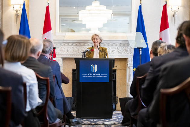 October 29, 2026, Montreal, Pq, CANADA: President of the European Commission, Ursula von der Leyen, gives remarks ahead of the EU-Canada summit, in Montreal, on Thursday, Oct. 29, 2026. Montreal CANADA - ZUMAc35_ 20261029_zaf_c35_001 Copyright: xChristopherxKatsarovx