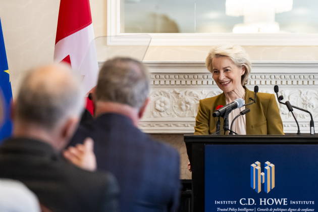 October 29, 2026, Montreal, Pq, CANADA: President of the European Commission, Ursula von der Leyen, gives remarks ahead of the EU-Canada summit, in Montreal, on Thursday, Oct. 29, 2026. Montreal CANADA - ZUMAc35_ 20261029_zaf_c35_003 Copyright: xChristopherxKatsarovx