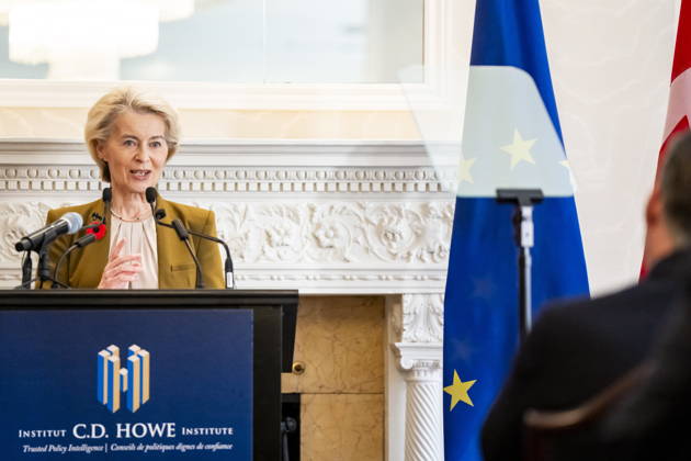 October 29, 2026, Montreal, Pq, CANADA: President of the European Commission, Ursula von der Leyen, gives remarks ahead of the EU-Canada summit, in Montreal, on Thursday, Oct. 29, 2026. Montreal CANADA - ZUMAc35_ 20261029_zaf_c35_005 Copyright: xChristopherxKatsarovx