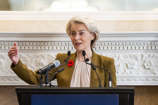 October 29, 2026, Montreal, Pq, CANADA: President of the European Commission, Ursula von der Leyen, gives remarks ahead of the EU-Canada summit, in Montreal, on Thursday, Oct. 29, 2026. Montreal CANADA - ZUMAc35_ 20261029_zaf_c35_007 Copyright: xChristopherxKatsarovx