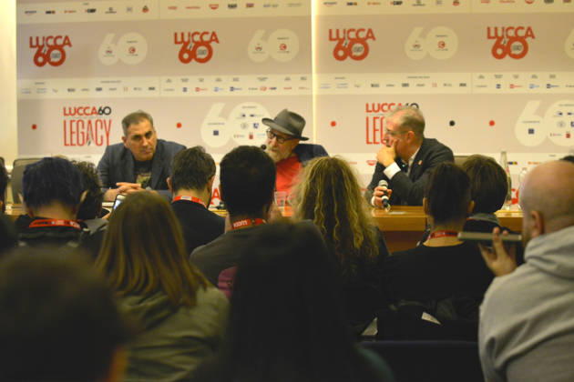 IPA90320560 - Lucca, October 29, 2026 Lucca Comics & Games celebrates 60 years of editions dedicated to comics and their creators. Today in the Press Room, a meeting with American comic book artist Frank Miller, creator of DEVIL, ELEKTRA, and BATMAN. In the photo: Frank Miller™s arrival and moments from the press conference.  Copyright: xRobertoCappelloxfotografox xRobertoxCappellox IPA90320560