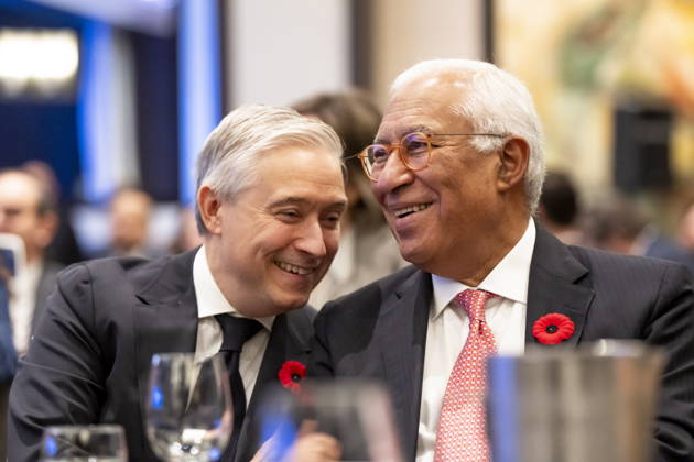October 29, 2026, Montreal, Pq, CANADA: Minister of Finance Francois-Philippe Champagne, left, speaks with President of the European Council Antonio Costa at a luncheon ahead of the Canada-EU Summit, in Montreal, on Thursday, Oct. 29, 2026. Montreal CANADA - ZUMAc35_ 20261029_zaf_c35_033 Copyright: xChristopherxKatsarovx