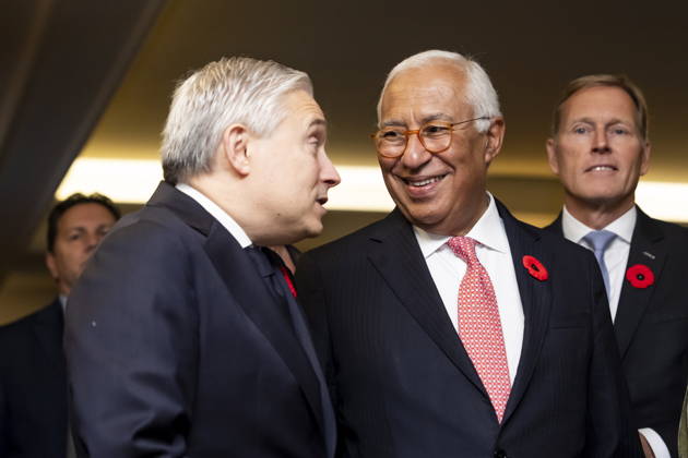 October 29, 2026, Montreal, Pq, CANADA: Minister of Finance Francois-Philippe Champagne, left, speaks with President of the European Council Antonio Costa at a luncheon ahead of the Canada-EU Summit, in Montreal, on Thursday, Oct. 29, 2026. Montreal CANADA - ZUMAc35_ 20261029_zaf_c35_044 Copyright: xChristopherxKatsarovx