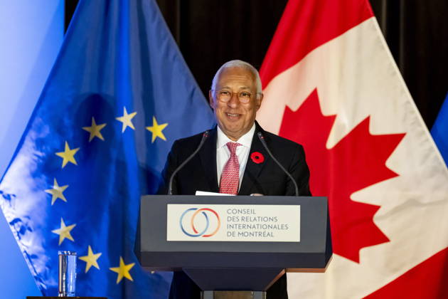 October 29, 2026, Montreal, Pq, CANADA: President of the European Council, Antonio Costa, gives remarks at a luncheon ahead of the Canada-EU Summit, in Montreal, on Thursday, Oct. 29, 2026. Montreal CANADA - ZUMAc35_ 20261029_zaf_c35_132 Copyright: xChristopherxKatsarovx