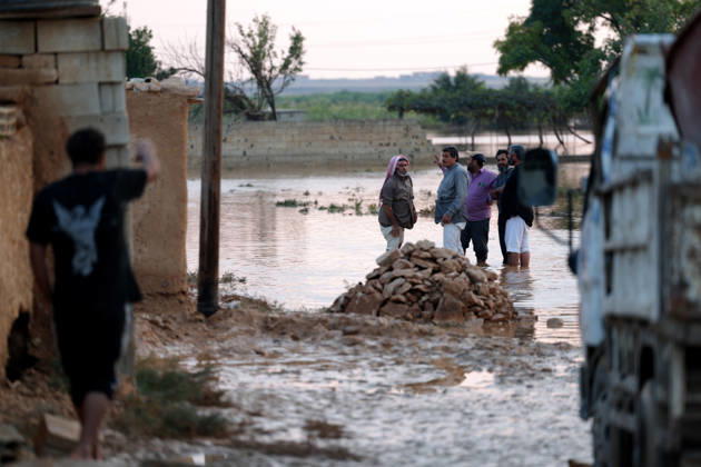 Heavy downpours trigger floods in Syria RAQQA, SYRIA - OCTOBER 29: Roads and residential areas are submerged following heavy downpours that triggered flash floods and waterlogging in Raqqa, Syria on October 29, 2026. The floodwaters caused severe infrastructure damage, leaving several roads and bridges impassable and disrupting transportation in the region. Abdulrahman el Ali Anadolu Raqqa Syria. Editorial use only. Please get in touch for any other usage.  Copyright: x2026xAnadoluxAbdulrahmanxelxAlix