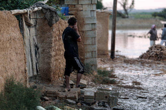 Heavy downpours trigger floods in Syria RAQQA, SYRIA - OCTOBER 29: Roads and residential areas are submerged following heavy downpours that triggered flash floods and waterlogging in Raqqa, Syria on October 29, 2026. The floodwaters caused severe infrastructure damage, leaving several roads and bridges impassable and disrupting transportation in the region. Abdulrahman el Ali Anadolu Raqqa Syria. Editorial use only. Please get in touch for any other usage.  Copyright: x2026xAnadoluxAbdulrahmanxelxAlix
