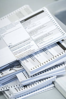 October 29, 2026, Renton, Washington, USA: Voted ballots lay on a table after being opened in a secure room for the 2026 mid-term election at the King County Elections office in Renton, Washington, USA, on Thu., Oct. 29, 2026. Approximately 98% of votes cast in Washington state are mail-in ballots. Renton USA - ZUMAb344 20261029_znp_b344_019 Copyright: xM.xScottxBrauerx