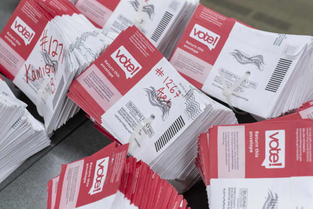 October 29, 2026, Renton, Washington, USA: Empty envelopes are collated in groups of 250 after the ballots are taken out in a secure room as 2026 mid-term election ballots are opened and counted at the King County Elections office in Renton, Washington, USA, on Thu., Oct. 29, 2026. Approximately 98% of votes cast in Washington state are mail-in ballots. Renton USA - ZUMAb344 20261029_znp_b344_022 Copyright: xM.xScottxBrauerx
