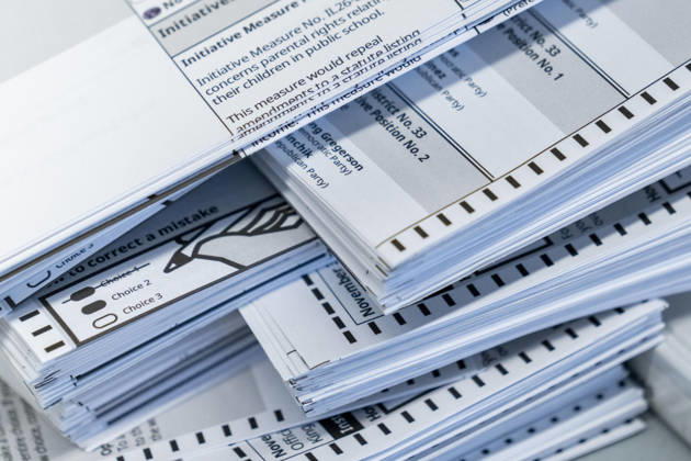 October 29, 2026, Renton, Washington, USA: Voted ballots lay on a table after being opened in a secure room for the 2026 mid-term election at the King County Elections office in Renton, Washington, USA, on Thu., Oct. 29, 2026. Approximately 98% of votes cast in Washington state are mail-in ballots. Renton USA - ZUMAb344 20261029_znp_b344_033 Copyright: xM.xScottxBrauerx