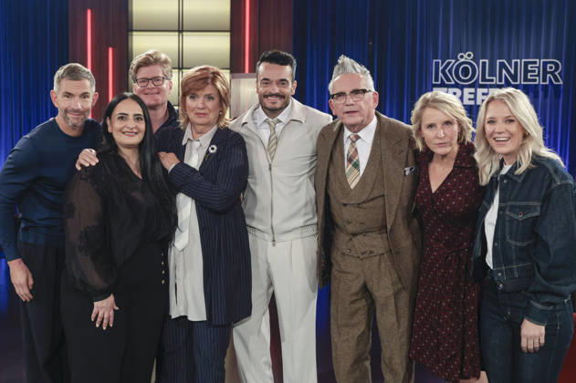 Micky Beisenherz, Gamze Kubasik, Mr. Schröder, Christine Westermann, Giovanni Zarrella, Götz Alsmann, Susan Link, and Miriam Neureuther during the taping of the WDR talk show *Kölner Treff* at WDR Studio BS 3 in Cologne, October 29, 2026 Foto:xR.xSchmiegeltx xFuturexImagex koelner_treff2910_6003