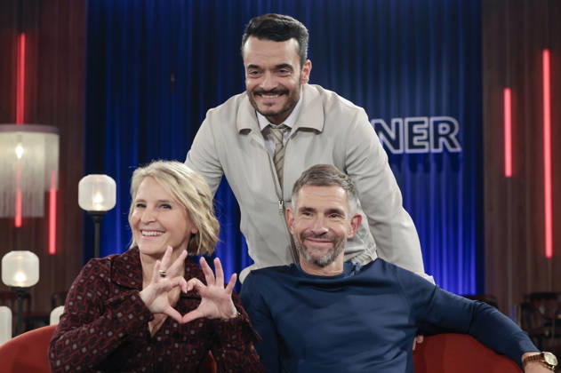 Susan Link, Giovanni Zarrella, and Micky Beisenherz during the taping of the WDR talk show *Kölner Treff* at WDR Studio BS 3 in Cologne, October 29, 2026 Foto:xR.xSchmiegeltx xFuturexImagex koelner_treff2910_6052