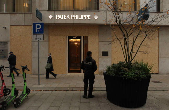Patek Philippe store on Neuer Wall The store s windows were barricaded with wooden panels out of fear of vandalism during Saturday s Gen Z demonstration in downtown Hamburg. Hamburg s Old Town