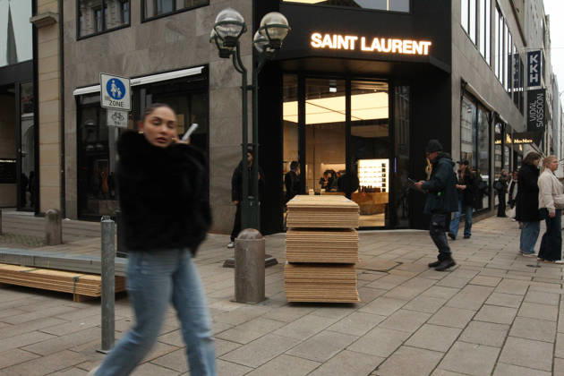Saint Laurent store on Neuer Wall The store s windows were barricaded with wooden panels out of fear of vandalism during Saturday s Gen Z demonstration in downtown Hamburg. Hamburg s Old Town