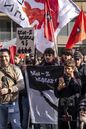 A demonstration organized by the group GenZ in downtown Essen, modeled after youth protests in France and elsewhere, protested against dilapidated schools, conscription, rising prices, cuts to social services, surveillance, right-wing pressure, and the government; over