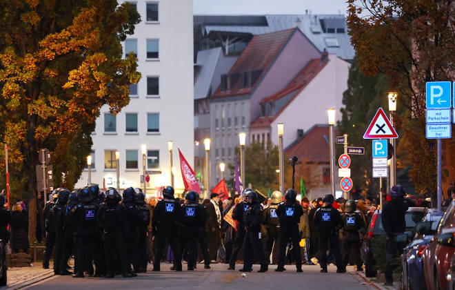 Generation Z nationwide demonstration Members of the Generation Z movement clash with the police during a nationwide demonstration at the White Tower (Weisser Turm) in Nuremberg, Germany. Thousands of young protesters took to the streets across 23 German cities to demand more political influence, better education, decisive climate action, and affordable living, while protesting against budget cuts and military conscription. October 31th, 2026 Photo by Davide Elias Copyright: xDavidexEliasx