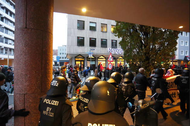 Generation Z nationwide demonstration Members of the Generation Z movement clash with the police during a nationwide demonstration at the White Tower (Weisser Turm) in Nuremberg, Germany. Thousands of young protesters took to the streets across 23 German cities to demand more political influence, better education, decisive climate action, and affordable living, while protesting against budget cuts and military conscription. October 31th, 2026 Photo by Davide Elias Copyright: xDavidexEliasx