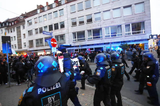 Generation Z nationwide demonstration Members of the Generation Z movement clash with the police during a nationwide demonstration at the White Tower (Weisser Turm) in Nuremberg, Germany. Thousands of young protesters took to the streets across 23 German cities to demand more political influence, better education, decisive climate action, and affordable living, while protesting against budget cuts and military conscription. October 31th, 2026 Photo by Davide Elias Copyright: xDavidexEliasx
