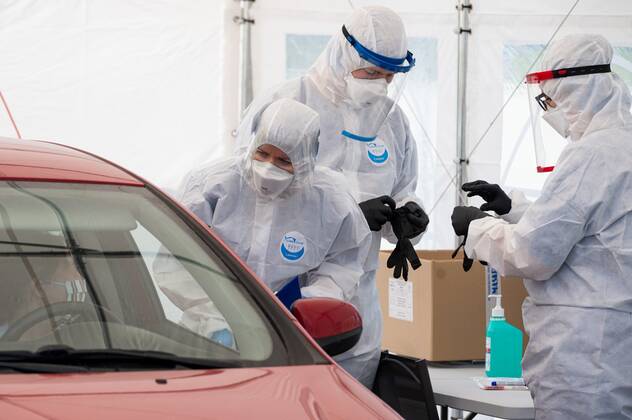 Coronavirus in Polen, Drive-Through-Test in Danzig
