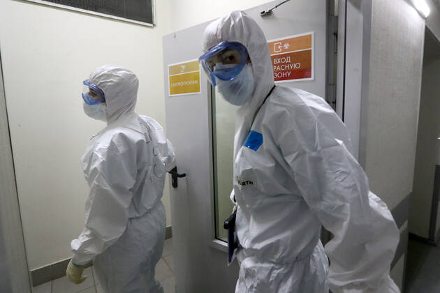 Coronavirus in Russland, Mitarbeiter des Pirogov City Clinical Hospital in Moskau