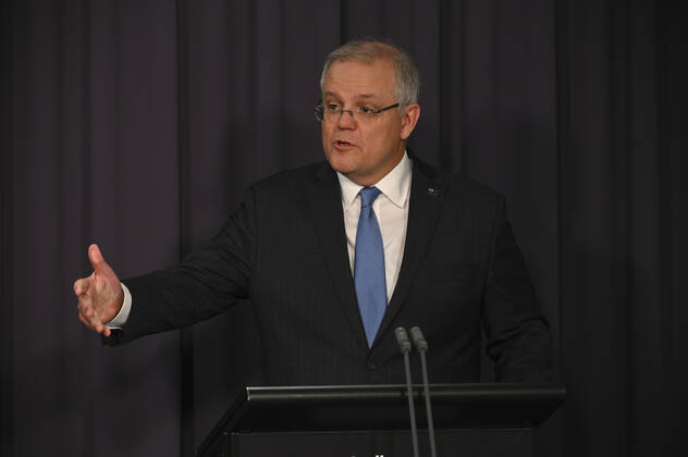 Coronavirus in Australien, Scott Morrison Pressekonferenz in Canberra