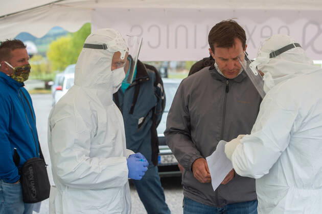 Coronavirus, Teststation an der tschechisch-österreichische Grenze
