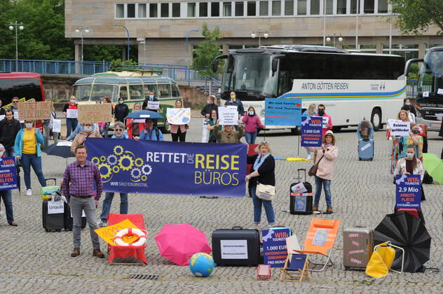 Coronavirus im Saarland, Protest von Reisebüros aus Saarbrücken