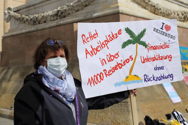 Coronavirus in Brandenburg, Protest von Reisebüros aus Potsdam