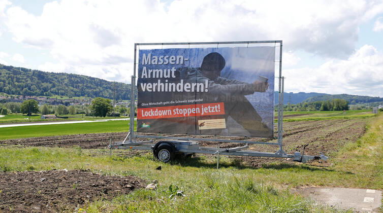 Coronavirus in der Schweiz, Protestplakat gegen den Lockdown