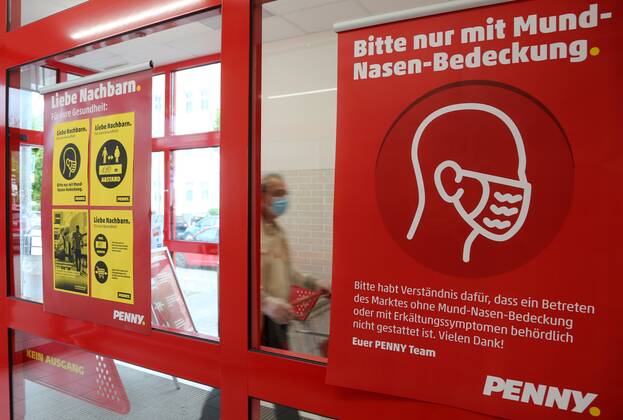 Coronavirus in Thüringen, Sicherheitsmaßnahmen in einem Supermarkt in Erfurt