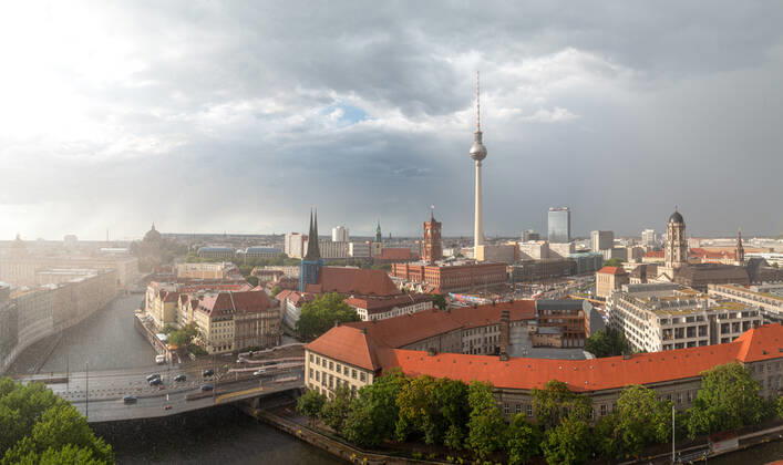 Berlin, heavy rain shower