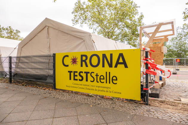 Coronavirus in Berlin, DRK Corona test centre in the Soorstraße at the ZOB