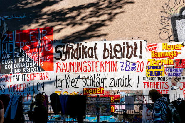 Berlin, protest against eviction of the Kiezkneipe Syndicate in Neukölln