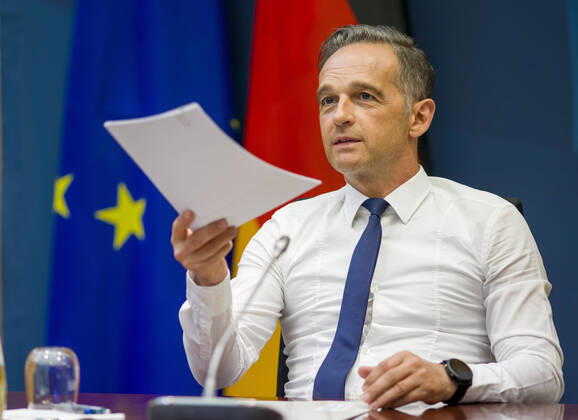 Germany, Federal Foreign Minister Heiko Maas during video donor conference for Lebanon in Berlin