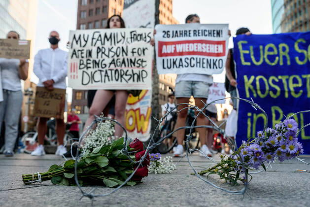 Berlin, protests against controversial election in Belarus