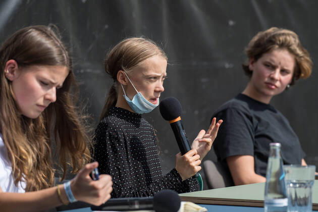 Berlin, climate activists around Greta Thunberg after the meeting with Angela Merkel