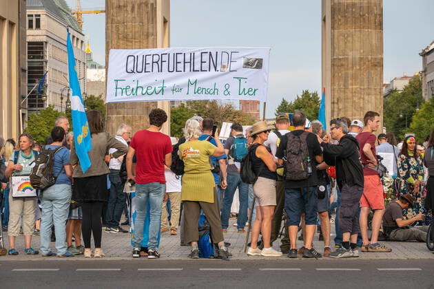 Berlin, people gather at the Brandenburg Gate