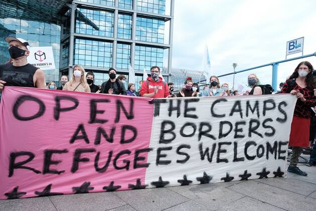 Berlin, demonstration for the reception of refugees from Moria
