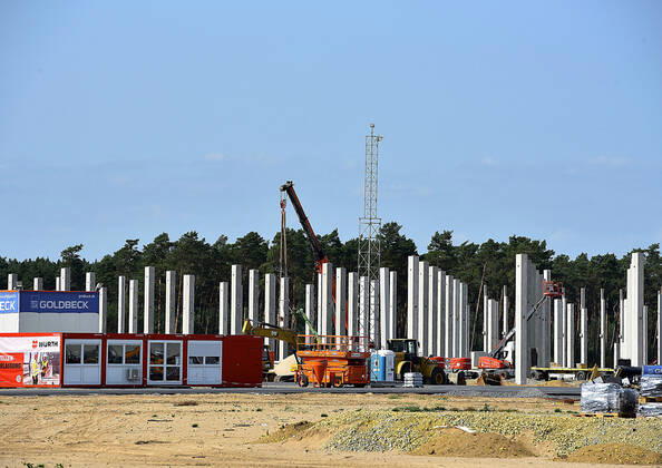 Berlin, construction site of the Tesla Gigafactory in Grünheide