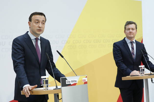 Germany, CDU press conference with Paul Ziemiak and Philip Kuhn in Berlin