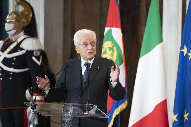 Italien, Präsident Mattarella bei Verleihung des Verdienstordens der italienischen Republik
