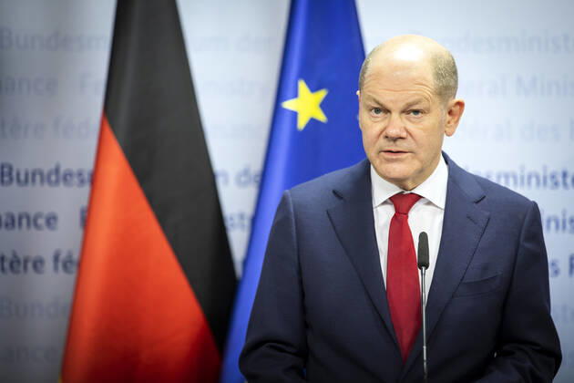 Berlin, Olaf Scholz before the meeting of the Euro Group in the Federal Ministry of Finance