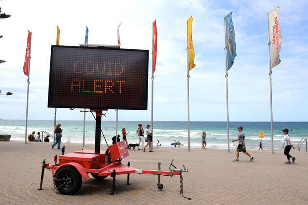 Coronavirus in Australien, Lockdown-Eindrücke vom Manly Beach in Sydney