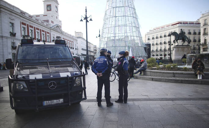Coronavirus in Spanien, Eindrücke von der Puerta del Sol in Madrid